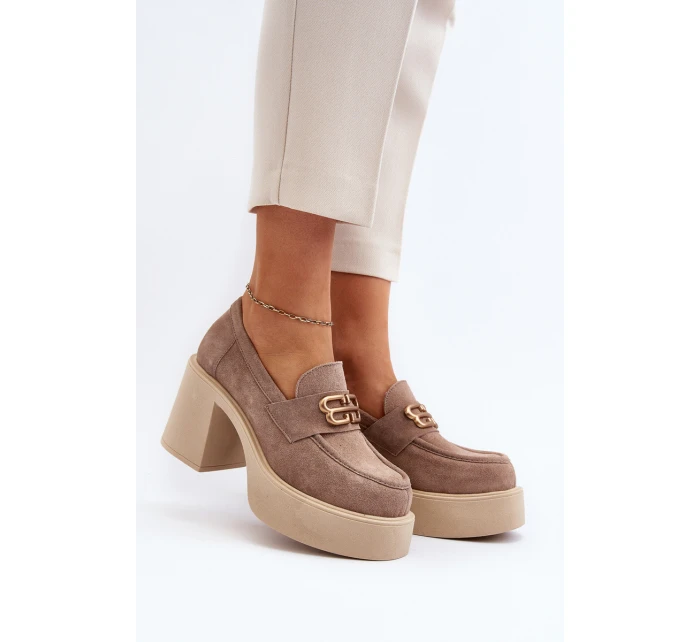 Zazoo 20170 Dámské Semišové Polobotky na Podpatku Beige