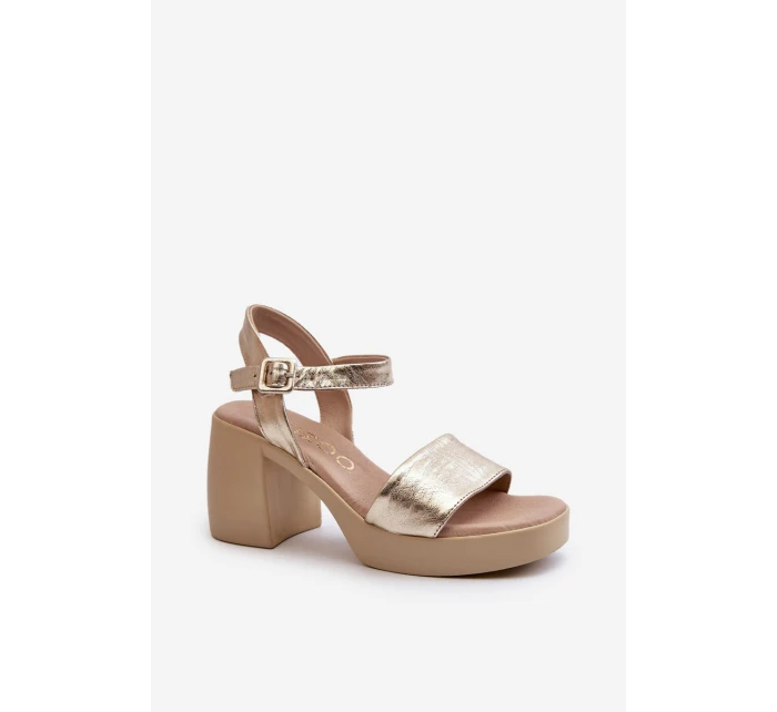 Zazoo 40386 Dámské Kožené Sandály Na Klínu Zlaté