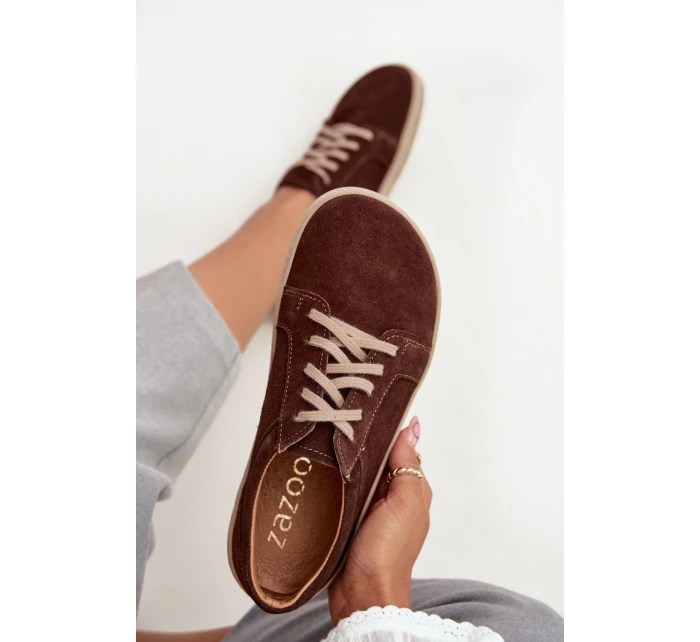 Trampki typu barefoot z přírodního semiše Zazoo 314 čokoládové Trampki typu barefoot z přírodního semiše Zazoo 314 čokoládové