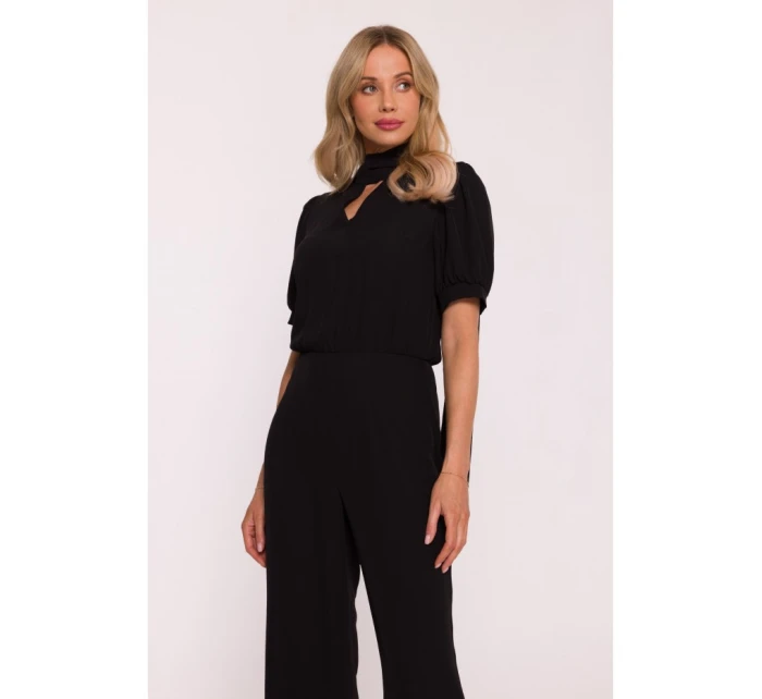 S421 Kombinéza s mašlí na zavazování - černá