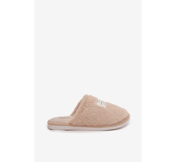 Dámské domácí pantofle s kožešinou Maelis – béžové