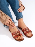 Trendy hnědé  nazouváky dámské na plochém podpatku