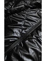 Černá dámská bunda se stříbrnou kapucí (RQW-7008)