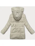 Péřová dámská bunda v barvě ecru s ozdobnými kapsami model 21248788 - Glakate Péřová dámská bunda v barvě ecru s ozdobnými kapsami model 21248788 - Glakate