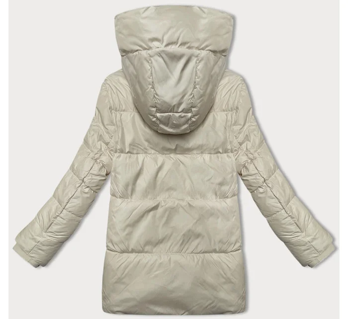 Péřová dámská bunda v barvě ecru s ozdobnými kapsami model 21248788 - Glakate Péřová dámská bunda v barvě ecru s ozdobnými kapsami model 21248788 - Glakate