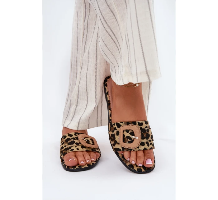 Plné Dámské Pantofle S Ozdobnou Přezkou Leopard Clariola Plné Dámské Pantofle S Ozdobnou Přezkou Leopard Clariola