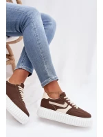 Dámské tenisky na platformě z eko semiše hnědé Cadrina Dámské tenisky na platformě z eko semiše hnědé Cadrina