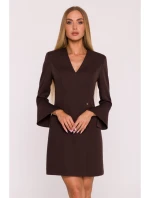 M876 Šaty s širokými manžetami - hnědé M876 Šaty s širokými manžetami - hnědé