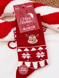 Pánské vánoční ponožky s motivem soba – červené