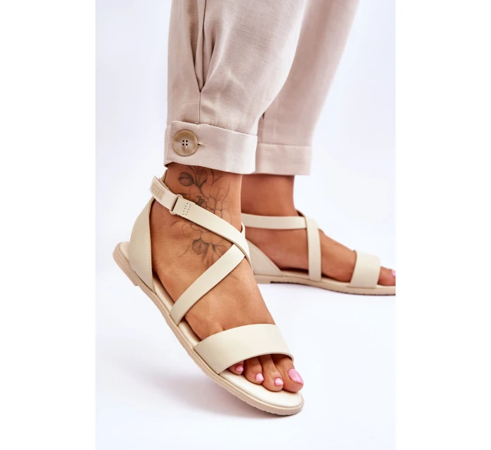 Kožené kotníkové sandály Big Star model 21618066 Béžová - Big Star Shoes Kožené kotníkové sandály Big Star model 21618066 Béžová - Big Star Shoes