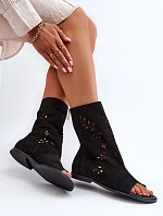 Zazoo 3437 Dámské Semišové Sandály S Hřebínkem Na Zip Černé