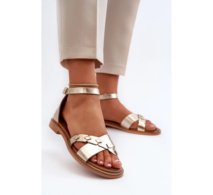 Zazoo 40378 Ploché Dámské Kožené Sandály Zlaté