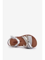 Lesklé Dětské Sandálky Na Suchý Zip Stříbrné Delphina