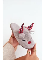 Vánoční Pantofle S Motivem Sobů Tmavě Béžové Sylaia Vánoční Pantofle S Motivem Sobů Tmavě Béžové Sylaia