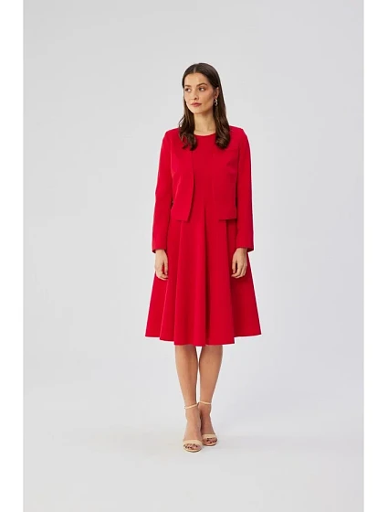 model 19647279 Přiléhavé šaty bez rukávů červené - STYLOVE