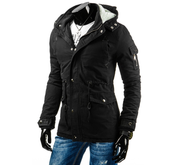 Pánská prošívaná zimní bunda s kapucí černá Černá / XXL model 15042687 - Dstreet