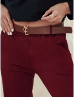Dámské chinos kalhoty s páskem ELEGANTENO bordó FashionStreet UY2256