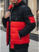 Pánská červeno-černá zimní bunda s kapucí FashionStreet TX5099