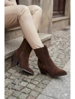 Semišové dámské boty kovbojky na podpatku zateplené čokoládové model 21786890 - Boto Semišové dámské boty kovbojky na podpatku zateplené čokoládové model 21786890 - Boto