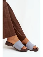 Dámské pantofle se zlatými sponami modré model 21918761 - Boto Dámské pantofle se zlatými sponami modré model 21918761 - Boto