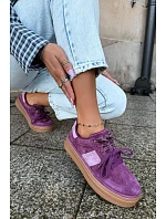 Dámské kožené semišové tenisky s izolací Big Star model 22386473 fialové - Big Star Shoes Dámské kožené semišové tenisky s izolací Big Star model 22386473 fialové - Big Star Shoes