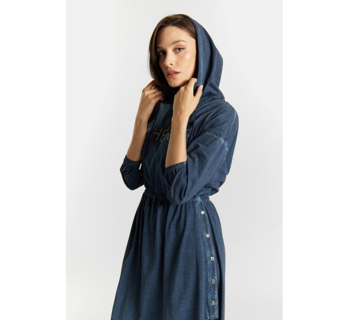 Monnari Šaty Bavlněné šaty s nápisem Rhinestone Navy Blue