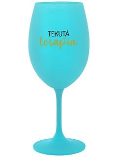 TEKUTÁ TERAPIA - tyrkysový pohár na víno 350 ml