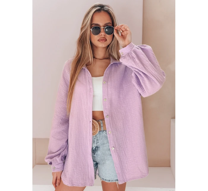 Dámské oversize mušelínové tričko MUSLINEA berry FashionStreet DY0476