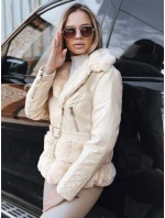Dámská kožená bunda ramones s kožešinou krémová FashionStreet TY5275 Dámská kožená bunda ramones s kožešinou krémová FashionStreet TY5275