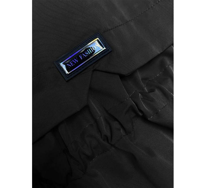 Černá bunda parka s ozdobnou podšívkou BH Forever (BH-2401)