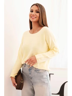 Dámský svetr z viskózy s dlouhým rukávem a kulatým výstřihem žlutý