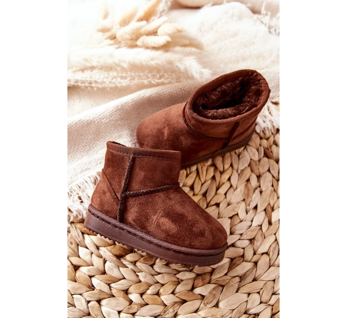 Dětské Teplé Sněhule Semišové Hnědé model 21564106 - Boto Dětské Teplé Sněhule Semišové Hnědé model 21564106 - Boto