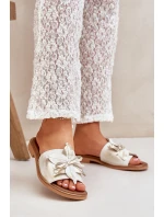 Pantofle S Dekorací Přírodní Kůže Zazoo 3667 Zlatý Opraný Pantofle S Dekorací Přírodní Kůže Zazoo 3667 Zlatý Opraný