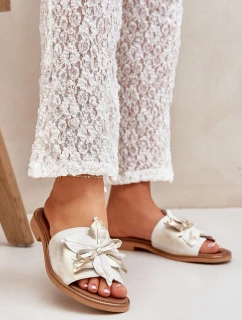 Pantofle S Dekorací Přírodní Kůže Zazoo Zlatý model 21682148 - Boto