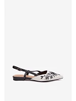 Dámské sandály s výšivkou na ploché Černé Grelia