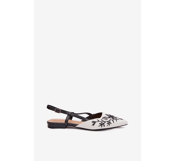 Dámské sandály s výšivkou na ploché Černé Grelia