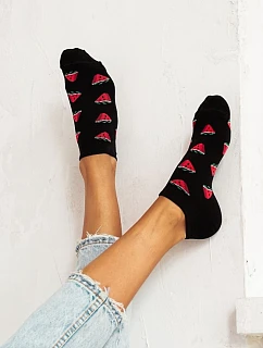 Dámské kotníkové ponožky s melouny černé