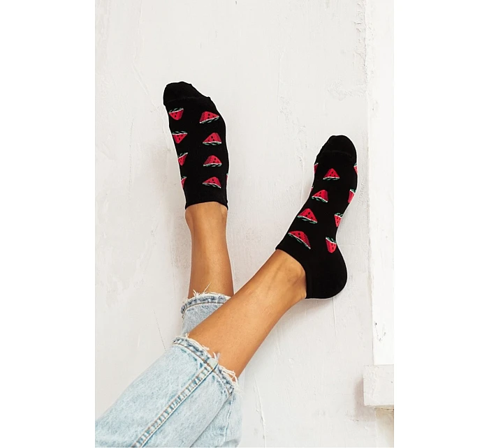 Dámské kotníkové ponožky s melouny černé