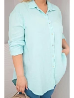 Bavlněná mušelínová košile Plus Size 65622 mátová - Kesi