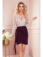 376-1 Sukně s bočním zavazováním - ČERNÁ 376-1 Sukně s bočním zavazováním - ČERNÁ