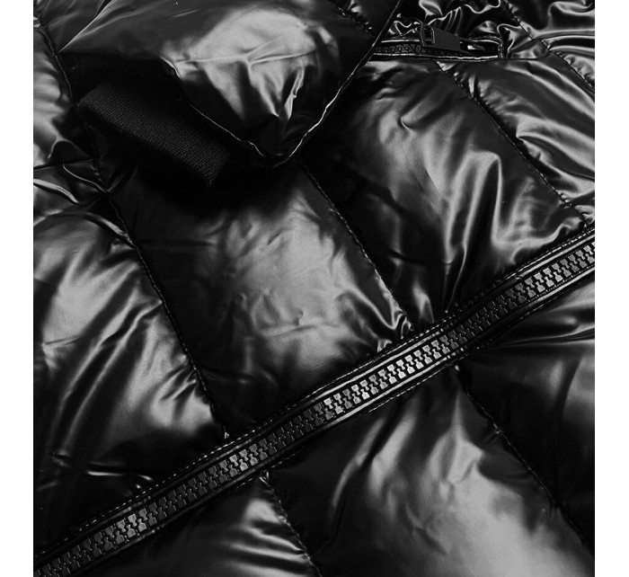 Černá dámská vypasovaná zimní bunda (2M-032)