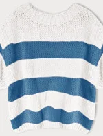 Volný modrý dámský pruhovaný svetr (761ART)