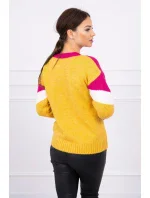 Geometrický vzorovaný svetr fuchsiová+hořčicová Geometrický vzorovaný svetr fuchsiová+hořčicová