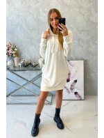 Velurové šaty s kapucí ecru Velurové šaty s kapucí ecru