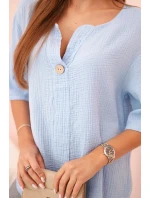 Dámská mušelínová košile s knoflíkem modrý Dámská mušelínová košile s knoflíkem modrý