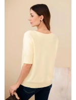 Dámský svetr z viskózy s krátkým rukávem žlutý