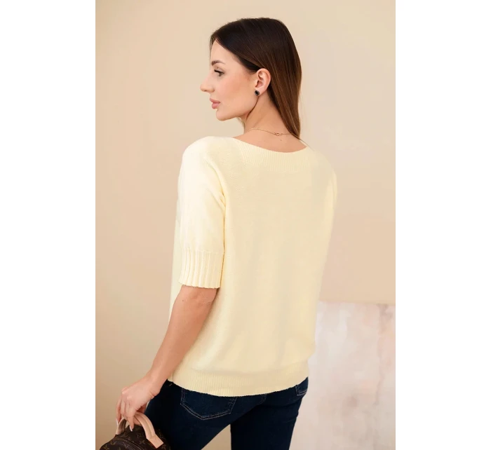 Dámský svetr z viskózy s krátkým rukávem žlutý