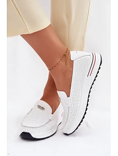 Dámské Mokasyny Z Přírodní Kůže Bílé Demela