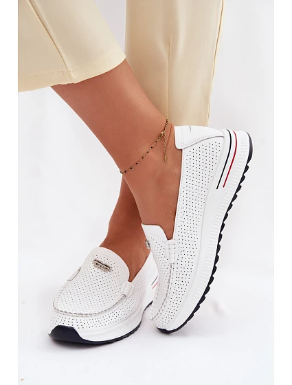 Dámské Mokasyny Z Přírodní Kůže Bílé Demela