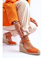 Suede Espadrilky sandály na klínu oranžove Cammer